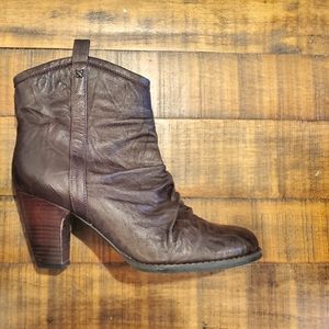 Leather Booties Brown Size 8